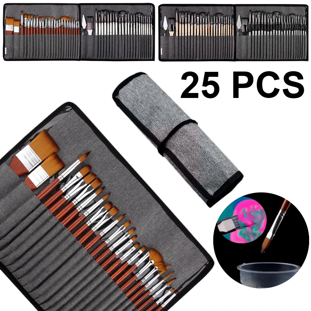 25pcs Professional Paint Brush - Gouache Paint Set 评论和价格
